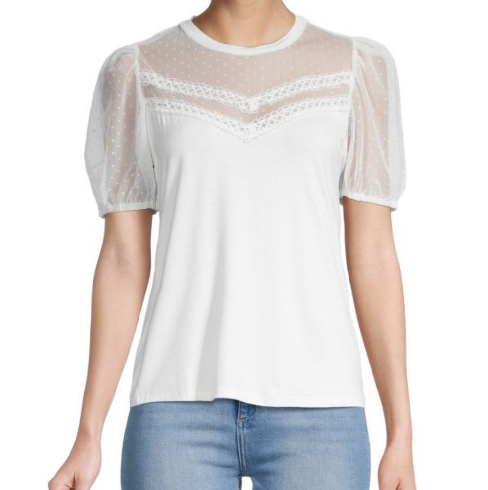 Laundry by Shelli Segal Swiss Dot Illusion Top
